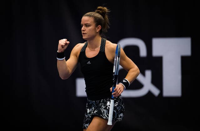 October 19, 2020, Ostrava, CZECH REPUBLIC: Maria Sakkari of Greece in action during the first round of the 2020 J&T Banka Ostrava Open WTA, Tennis Damen Premier tennis tournament against Kristyna Pliskova of the Czech Republic Ostrava CZECH REPUBLIC - ZUMAa181 20201019_zaa_a181_138 Copyright: xRobxPrangex
