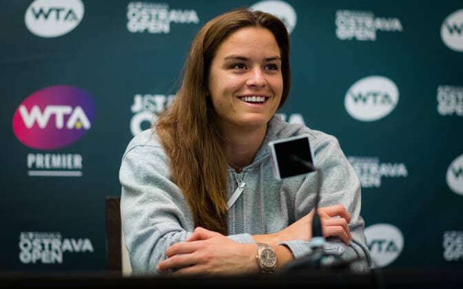 October 19, 2020, Ostrava, CZECH REPUBLIC: Maria Sakkari of Greece talks to the media after her fist round match at the 2020 J&T Banka Ostrava Open WTA, Tennis Damen Premier tennis tournament Ostrava CZECH REPUBLIC - ZUMAa181 20201019_zaa_a181_148 Copyright: xRobxPrangex