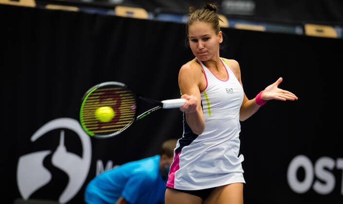 October 20, 2020, Ostrava, CZECH REPUBLIC: Veronika Kudermetova of Russia in action during the second round at the 2020 J&T Banka Ostrava Open WTA, Tennis Damen Premier tennis tournament against Donna Vekic of Croatia Ostrava CZECH REPUBLIC - ZUMAa181 20201020_zaa_a181_016 Copyright: xRobxPrangex