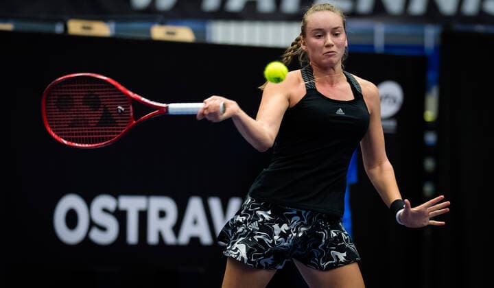 October 20, 2020, Ostrava, CZECH REPUBLIC: Elena Rybakina of Russia in action during the second round at the 2020 J&T Banka Ostrava Open WTA, Tennis Damen Premier tennis tournament against Daria Kasatkina of Russia Ostrava CZECH REPUBLIC - ZUMAa181 20201020_zaa_a181_044 Copyright: xRobxPrangex