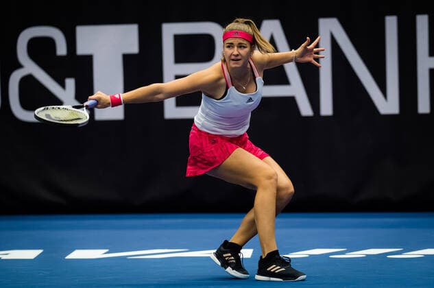 October 20, 2020, Ostrava, CZECH REPUBLIC: Karolina Muchova of the Czech Republic in action during the second round at the 2020 J&T Banka Ostrava Open WTA, Tennis Damen Premier tennis tournament against Shuai Zhang of China Ostrava CZECH REPUBLIC - ZUMAa181 20201020_zaa_a181_063 Copyright: xRobxPrangex