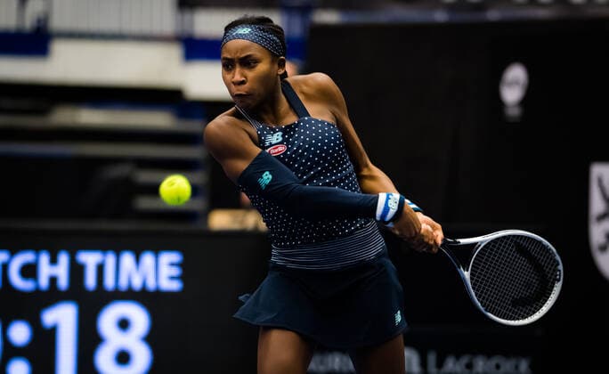 October 20, 2020, Ostrava, CZECH REPUBLIC: Cori Gauff of the United States in action during the first round at the 2020 J&T Banka Ostrava Open WTA, Tennis Damen Premier tennis tournament against Katerina Siniakova of the Czech Republic Ostrava CZECH REPUBLIC - ZUMAa181 20201020_zaa_a181_087 Copyright: xRobxPrangex