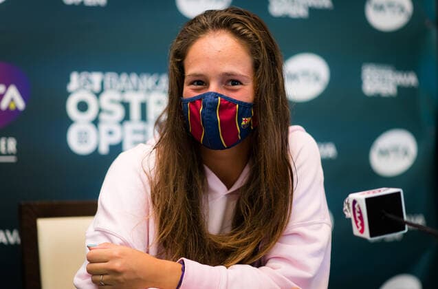 October 20, 2020, Ostrava, CZECH REPUBLIC: Daria Kasatkina of Russia talks to the media after winning her first-round match at the 2020 J&T Banka Ostrava Open WTA, Tennis Damen Premier tennis tournament Ostrava CZECH REPUBLIC - ZUMAa181 20201020_zaa_a181_097 Copyright: xRobxPrangex