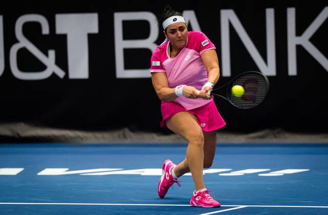 October 20, 2020, Ostrava, CZECH REPUBLIC: Ons Jabeur of Tunisia in action during the first round at the 2020 J&T Banka Ostrava Open WTA, Tennis Damen Premier tennis tournament against Barbora Strycova of the Czech Republic Ostrava CZECH REPUBLIC - ZUMAa181 20201020_zaa_a181_122 Copyright: xRobxPrangex