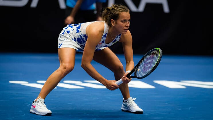 October 20, 2020, Ostrava, CZECH REPUBLIC: Barbora Strycova of the Czech Republic in action during the first round at the 2020 J&T Banka Ostrava Open WTA, Tennis Damen Premier tennis tournament against Ons Jabeur of Tunisia Ostrava CZECH REPUBLIC - ZUMAa181 20201020_zaa_a181_124 Copyright: xRobxPrangex
