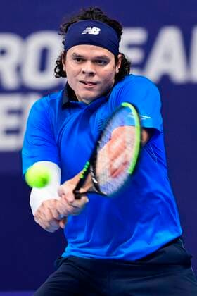 ATTENTION EDITORS - HAND OUT - EDITORIAL USE ONLY - NO SALES - NO MARKETING - Canadian Milos Raonic pictured in action during the game between Slovenian Bedene and Canadian Raonic, in the first round of the men s singles competition at the European Open Tennis ATP, Tennis Herren tournament, in Antwerp, Wednesday 21 October 2020. TENNIS : Open d Anvers - 21 10 2020 PhotoNews Panoramic 