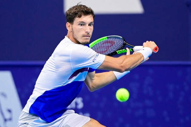 ATTENTION EDITORS - HAND OUT - EDITORIAL USE ONLY - NO SALES - NO MARKETING - Spanish Pablo Carreno Busta pictured in action during a game of the second round of the simples men competition between French Ugo Humbnert and Spanish Pablo Carreno Busta at the European Open Tennis ATP, Tennis Herren tournment, in Antwerp, Wednesday 21 October 2020. LAURIExDIEFFEMBACQ  x2568542x