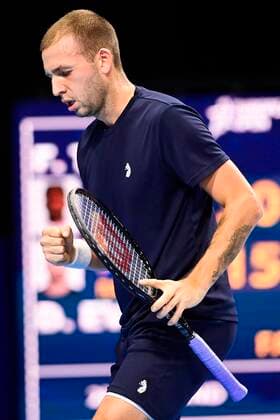 ATTENTION EDITORS - HAND OUT - EDITORIAL USE ONLY - NO SALES - NO MARKETING - UK Daniel Evans celebrates during the game between US Tiafoe and Britain s Evans, in the second round of the men s singles competition at the European Open Tennis ATP, Tennis Herren tournament, in Antwerp, Wednesday 21 October 2020. TENNIS : Open d Anvers - 21 10 2020 PhotoNews Panoramic 