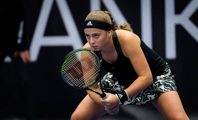 October 21, 2020, Ostrava, CZECH REPUBLIC: Jelena Ostapenko of Latvia in action during the first round at the 2020 J&T Banka Ostrava Open WTA, Tennis Damen Premier tennis tournament against Petra Martic of Croatia Ostrava CZECH REPUBLIC - ZUMAa181 20201021_zaa_a181_091 Copyright: xRobxPrangex