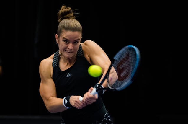 October 21, 2020, Ostrava, CZECH REPUBLIC: Maria Sakkari of Greece in action during the first round at the 2020 J&T Banka Ostrava Open WTA, Tennis Damen Premier tennis tournament against Elina Svitolina of the Ukraine Ostrava CZECH REPUBLIC - ZUMAa181 20201021_zaa_a181_108 Copyright: xRobxPrangex