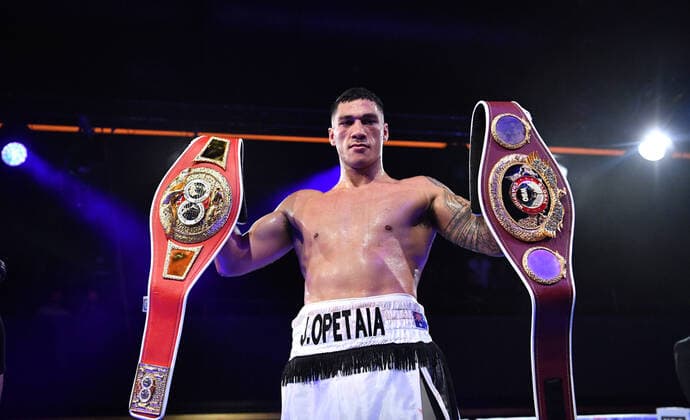 Bilder des Jahres 2020, Sport 10 Oktober Sport Themen der Woche KW43 Sport Bilder des Tages BOXING HUNI OPELU, Jai Opetaia celebrates winning the WBO Global and IBF Asia Oceania Cruiserweight Title fight between Jai Opetaia and Ben Kelleher at The Fortitude Music Hall in Brisbane, Thursday, October 22, 2020. ( NO ARCHIVING, EDITORIAL USE ONLY, NO USE IN BOOKS WITHOUT CONSENT BRISBANE QLD AUSTRALIA  Copyright: xDARRENxENGLANDx 20201022001498312542