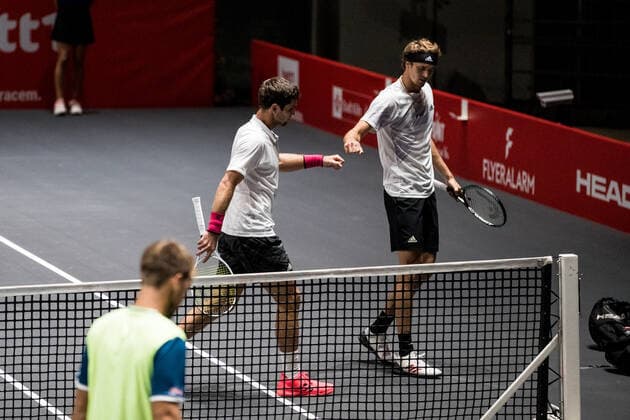 bett1HULKS Championship ATP 250 Cologne, 22 10 2020 Mischa ZVEREV GER in doubles with Alexander ZVEREV GER bett1HULKS Championship ATP 250 on 22 10 2020 in Cologne LANXESSarena , Germany Copyright: xBEAUTIFULxSPORTS Wunderlx