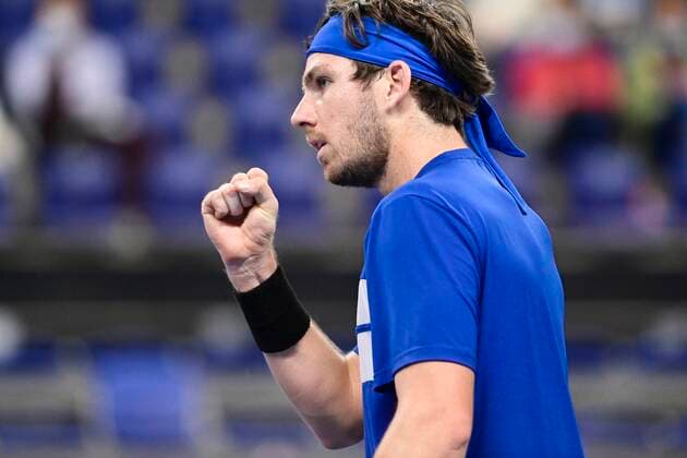 UK s Cameron Norrie pictured in action during the match between British Norrie and Canadian Raonic, in the second round of the men s singles competition at the European Open Tennis ATP, Tennis Herren tournament, in Antwerp, Thursday 22 October 2020. TENNIS : Open d Anvers - 22 10 2020 PhotoNews Panoramic 