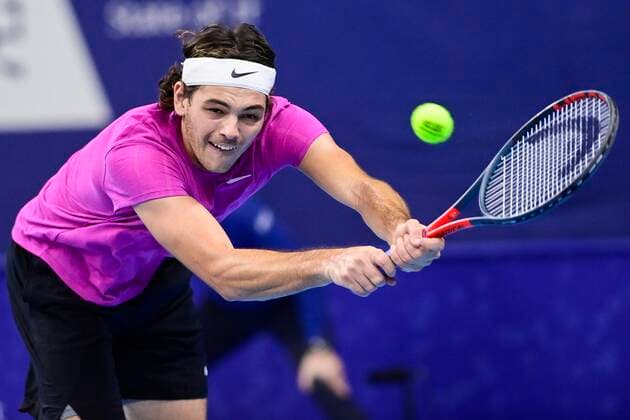 US Taylor Fritz pictured in action during the game between US Fritz and South-African Harris, in the second round of the men s singles competition at the European Open Tennis ATP, Tennis Herren tournament, in Antwerp, Thursday 22 October 2020. TENNIS : Open d Anvers - 22 10 2020 PhotoNews Panoramic 