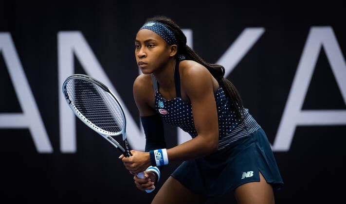 October 22, 2020, Ostrava, CZECH REPUBLIC: Coco Gauff of the United States in action during the second round at the 2020 J&T Banka Ostrava Open WTA, Tennis Damen Premier tennis tournament against Aryna Sabalenka of Belarus Ostrava CZECH REPUBLIC - ZUMAa181 20201022_zaa_a181_051 Copyright: xRobxPrangex