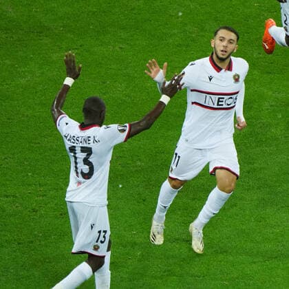 Football , Europa League, Season 2020 2021, Corona time, Covid 19, Bayer 04 Leverkusen vs OGC Nice, Group stage, Group C, 22 10 2020, Bayarena Leverkusen , kamara hassane , amine gouiri, OGC Nice ,