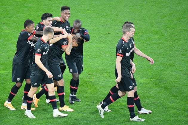 Leverkusen, Bayarena, 22 10 20, Europa League Bayer 04 Leverkusen OGC Nice Karim Bellarabi Leverkusen cheers after his goal in the 4 1 Europa League Bayer 04 Leverkusen OGC Nice Leverkusen Copyright: xEibner-Pressefotox EP_eer