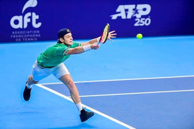 Belgian Zizou Bergs pictured in action during the match between Belgian Bergs and Russian Khachanov, in the second round of the men s singles competition at the European Open Tennis ATP, Tennis Herren tournament, in Antwerp, Thursday 22 October 2020. TENNIS : Open d Anvers - 22 10 2020 PhotoNews Panoramic 
