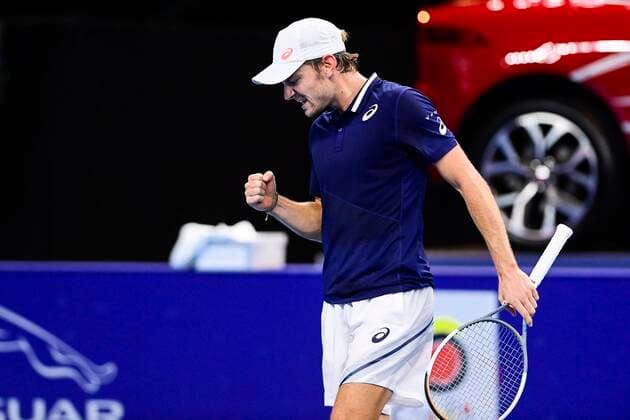 Belgian David Goffin celebrates during the match between Belgian Goffin and US Giron, in the second round of the men s singles competition at the European Open Tennis ATP, Tennis Herren tournament, in Antwerp, Thursday 22 October 2020. TENNIS : Open d Anvers - 22 10 2020 PhotoNews Panoramic 