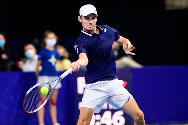 Belgian David Goffin pictured in action during the match between Belgian Goffin and US Giron, in the second round of the men s singles competition at the European Open Tennis ATP, Tennis Herren tournament, in Antwerp, Thursday 22 October 2020. TENNIS : Open d Anvers - 22 10 2020 PhotoNews Panoramic 