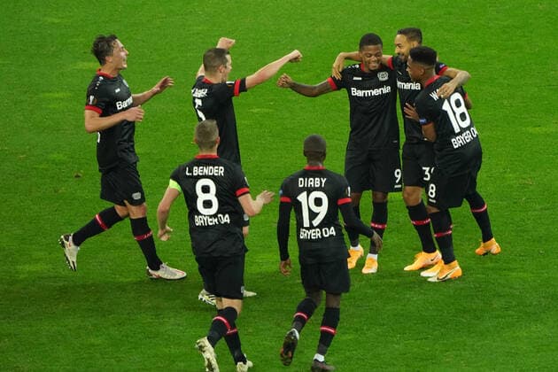 Football , Europa League, Season 2020 2021, Corona Time, Covid 19, Bayer 04 Leverkusen vs OGC Nice , Group stage, Group C, 22 10 2020, Bayarena Leverkusen , Leverkusen cheers ,