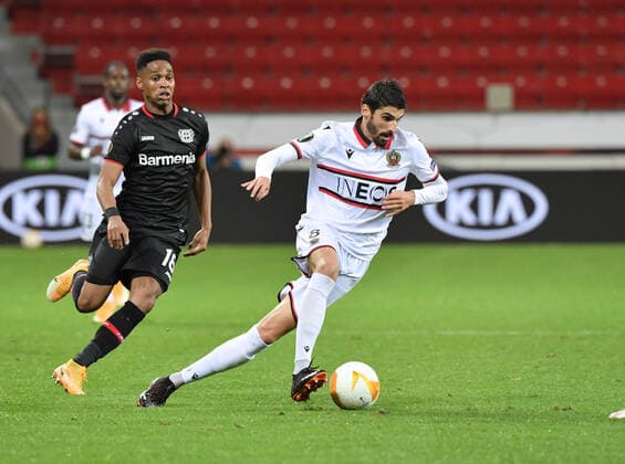 Pierre Lees Melou OGC Nice , Wendell Bayer 04 Leverkusen , v re 22 10 2020, Football, UEFA Europa League, Season 2020 2021, 1 Matchday, Bayer 04 Leverkusen OGC Nice 6 2 Photo TEAM2sportphoto Leverkusen BayArena Nordrhein Westfalen Germany Team2
