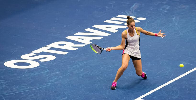 October 22, 2020, Ostrava, CZECH REPUBLIC: Veronika Kudermetova of Russia in action during the second round at the 2020 J&T Banka Ostrava Open WTA, Tennis Damen Premier tennis tournament against Karolina Pliskova of the Czech Republic Ostrava CZECH REPUBLIC - ZUMAa181 20201022_zaa_a181_250 Copyright: xRobxPrangex