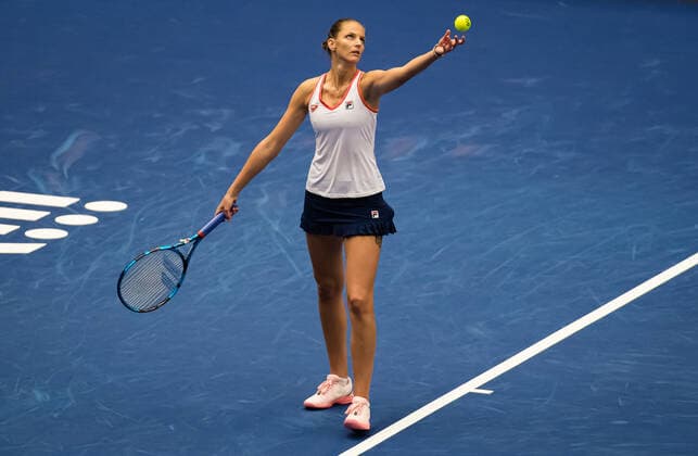 October 22, 2020, Ostrava, CZECH REPUBLIC: Karolina Pliskova of the Czech Republic in action during the second round at the 2020 J&T Banka Ostrava Open WTA, Tennis Damen Premier tennis tournament against Veronika Kudermetova of Russia Ostrava CZECH REPUBLIC - ZUMAa181 20201022_zaa_a181_254 Copyright: xRobxPrangex