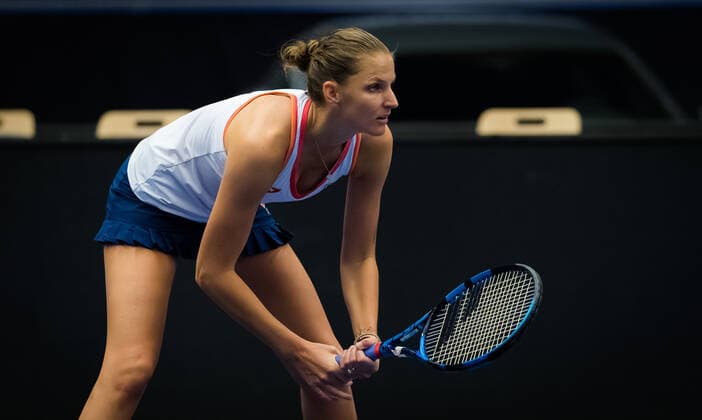 October 22, 2020, Ostrava, CZECH REPUBLIC: Karolina Pliskova of the Czech Republic in action during the second round at the 2020 J&T Banka Ostrava Open WTA, Tennis Damen Premier tennis tournament against Veronika Kudermetova of Russia Ostrava CZECH REPUBLIC - ZUMAa181 20201022_zaa_a181_259 Copyright: xRobxPrangex