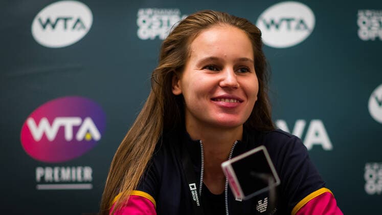 October 22, 2020, Ostrava, CZECH REPUBLIC: Veronika Kudermetova of Russia talks to the media after reaching the quarter-final at at the 2020 J&T Banka Ostrava Open WTA, Tennis Damen Premier tennis tournament Ostrava CZECH REPUBLIC - ZUMAa181 20201022_zaa_a181_276 Copyright: xRobxPrangex