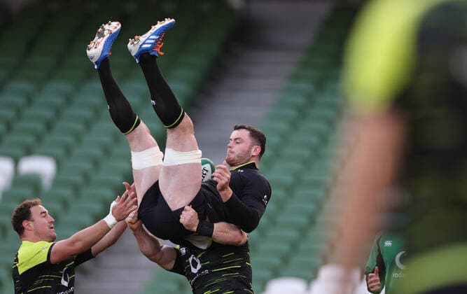 Bilder des Jahres 2020, Sport 10 Oktober Sport Themen der Woche KW43 Ireland Rugby Captain s Run, Aviva Stadium, Dublin 23 10 2020 Rob Herring and James Ryan Rob Herring and James Ryan 23 10 2020  Copyright: x INPHO BillyxSticklandx BST_5297
