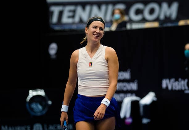 October 23, 2020, Ostrava, CZECH REPUBLIC: Victoria Azarenka of Belarus in action during the quarter-final at the 2020 J&T Banka Ostrava Open WTA, Tennis Damen Premier tennis tournament against Elise Mertens of Belgium Ostrava CZECH REPUBLIC - ZUMAa181 20201023_zaa_a181_044 Copyright: xRobxPrangex