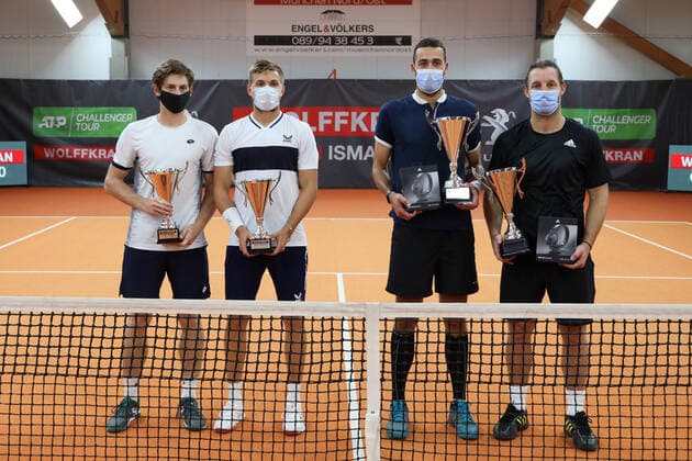 Winners Andre Begemann, David Pel and finalists Lloyd Glaspool, Alex Lawson, Men Doubles, Award Ceremony, Presentation Tennis Wolffkran Open ATP Challenger TC Ismaning Ismaning Bavaria Germany 24 October 2020 Â Copyright: xJuergenxHasenkopfx