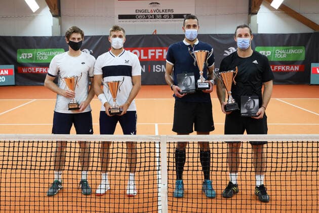 Winners Andre Begemann, David Pel and finalists Lloyd Glaspool, Alex Lawson, Men Doubles, Award Ceremony, Presentation Tennis Wolffkran Open ATP Challenger TC Ismaning Ismaning Bavaria Germany 24 October 2020 Â Copyright: xJuergenxHasenkopfx