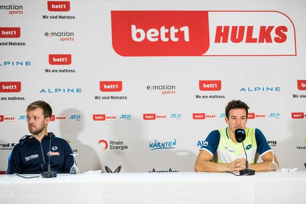 bett1HULKS Championship ATP 250 Cologne, 24 10 2020 KRAWIETZ and MIES in the press conference Semifinal doubles Marcus DANIELL NZL and Philipp OSWALD AUT vs. Kevin KRAWIETZ GER and Andreas MIES GER 3 bett1HULKS Championship ATP 250 on 24 10 2020 in Cologne LANXESSarena , Germany Copyright: xBEAUTIFULxSPORTS Wunderlx