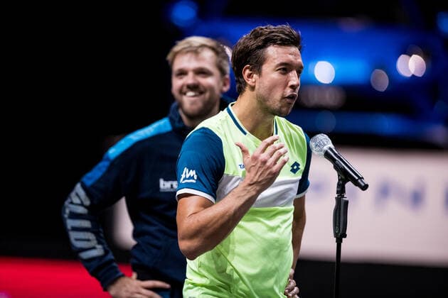 bett1HULKS Championship ATP 250 Cologne, 24 10 2020 Andreas MIES in winners interview Semifinal doubles Marcus DANIELL NZL and Philipp OSWALD AUT vs. Kevin KRAWIETZ GER and Andreas MIES GER 3 bett1HULKS Championship ATP 250 on 24 10 2020 in Cologne LANXESSarena , Germany Copyright: xBEAUTIFULxSPORTS Wunderlx