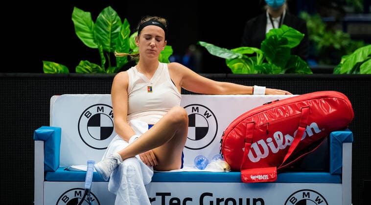 October 24, 2020, Ostrava, CZECH REPUBLIC: Victoria Azarenka of Belarus in action during the semi-final at the 2020 J&T Banka Ostrava Open WTA, Tennis Damen Premier tennis tournament against Maria Sakkari of Greece Ostrava CZECH REPUBLIC - ZUMAa181 20201024_zaa_a181_070 Copyright: xRobxPrangex