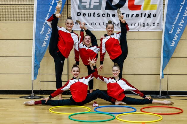 1 preliminary round of the Bundesliga 1 2 in rhythmic gymnastics 24 10 2020 Berlin TSC Nele Arndt, Anja Kosan, Helena Ripken, Margarita Kolosov, Darja Varfolomeev 1 preliminary round of the Bundesliga 1 2 in rhythmic gymnastics on 24 10 2020 in the multifunctional hall of the Hermann Neuberger Sportschule in Saarbruecken Saarland Copyright: xBEAUTIFULxSPORTS U.xFassbenderx