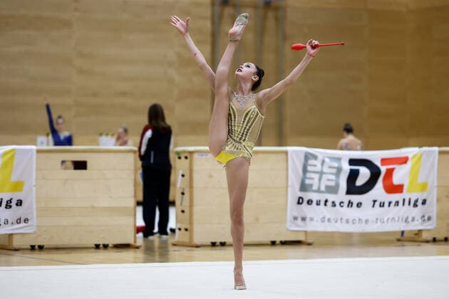 1 preliminary round of Bundesliga 1 2 in rhythmic gymnastics 24 10 2020 Anna Shenenko TSV Bayer 04 Leverkusen 1 preliminary round of Bundesliga 1 2 in rhythmic gymnastics on 24 10 2020 in the multifunctional hall of the Hermann Neuberger Sportschule in Saarbruecken Saarland Copyright: xBEAUTIFULxSPORTS U.xFassbenderx