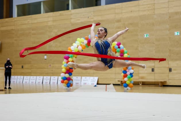 1 preliminary round of the Bundesliga 1 2 in rhythmic gymnastics 24 10 2020 Elisa Schnorr SSC Karlsruhe e V 1 preliminary round of the Bundesliga 1 2 in rhythmic gymnastics on 24 10 2020 in the multifunctional hall of the Hermann Neuberger Sportschule in Saarbruecken Saarland Copyright: xBEAUTIFULxSPORTS U.xFassbenderx