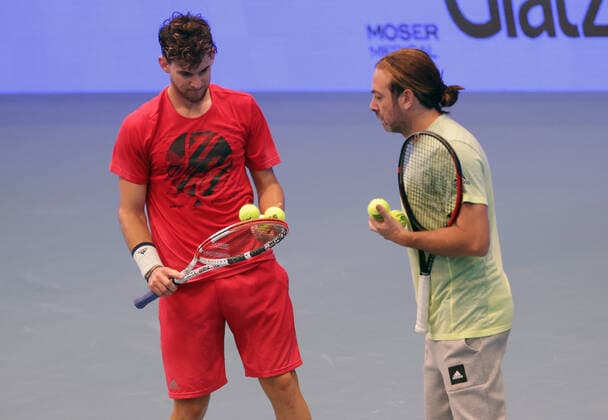 TENNIS - ATP, Tennis Herren Erste Bank Open VIENNA,AUSTRIA,25.OCT.20 - TENNIS - ATP World Tour, Erste Bank Open, preview, training. Image shows Dominic Thiem (AUT) and head coach Nicolas Massu. GEPAxpictures xWalterxLuger