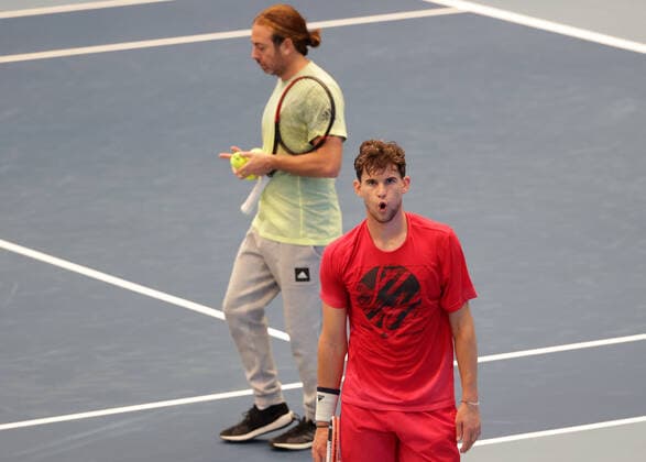TENNIS - ATP, Tennis Herren Erste Bank Open VIENNA,AUSTRIA,25.OCT.20 - TENNIS - ATP World Tour, Erste Bank Open, preview, training. Image shows head coach Nicolas Massu and Dominic Thiem (AUT). GEPAxpictures xWalterxLuger