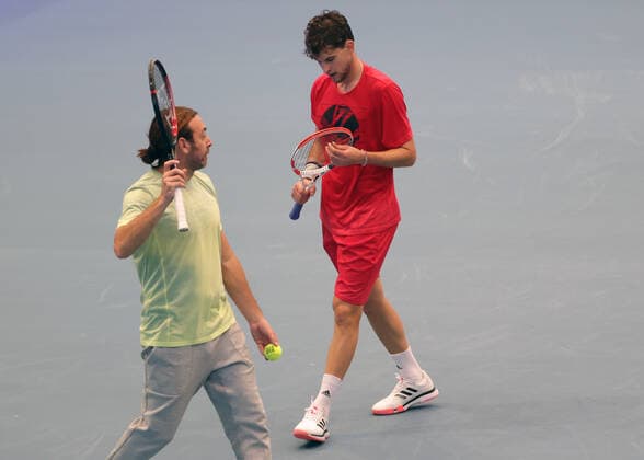 TENNIS - ATP, Tennis Herren Erste Bank Open VIENNA,AUSTRIA,25.OCT.20 - TENNIS - ATP World Tour, Erste Bank Open, preview, training. Image shows head coach Nicolas Massu and Dominic Thiem (AUT). GEPAxpictures xWalterxLuger
