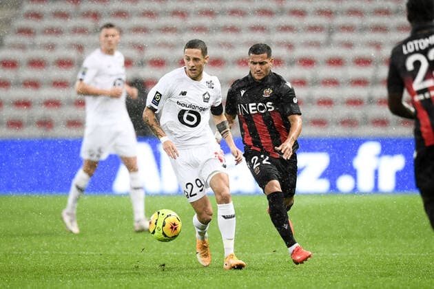 22 RONY LOPES (NICE) - 29 DOMAGOJ BRADARIC (LIL) FOOTBALL : Nice vs Lille - Ligue 1 Uber Eats - 25 10 2020 FEP Panoramic 