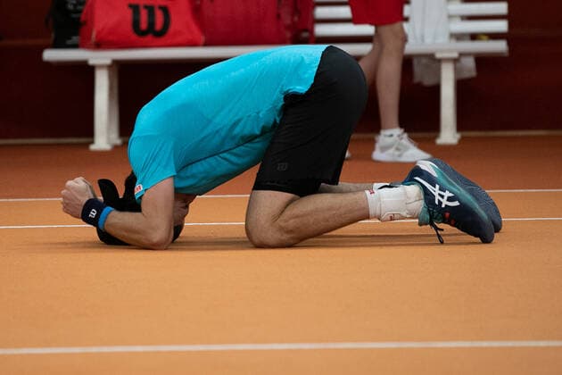 Marc Andrea Huesler SUI cheers after the victory, cheers, joy, emotion, final, final Tennis Wolffkran Open ATP Challenger TC Ismaning Ismaning Bavaria Germany 25 October 2020 Â Copyright: xJuergenxHasenkopfx