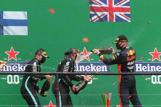 Motorsports FIA Formula One World Championship 2020, Grand Prix of Portugal, 44 Lewis Hamilton GBR, Mercedes AMG Petronas Formula One Team , 77 Valtteri Bottas FIN, Mercedes AMG Petronas Formula One Team , 33 Max Verstappen NLD, Aston Martin Red Bull Racing , Portimao Portugal