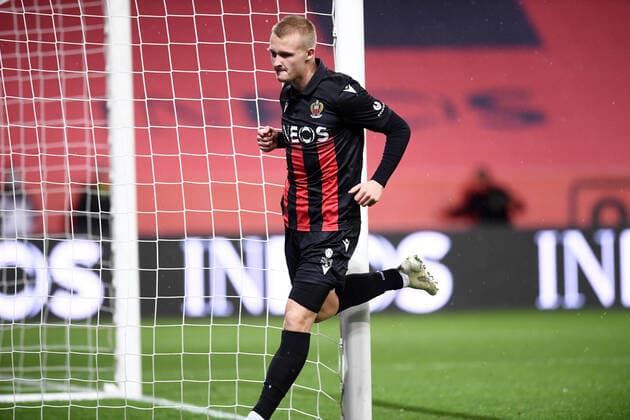 JOIE - 09 KASPER DOLBERG (NICE) FOOTBALL : Nice vs Lille - Ligue 1 Uber Eats - 25 10 2020 FEP Panoramic 