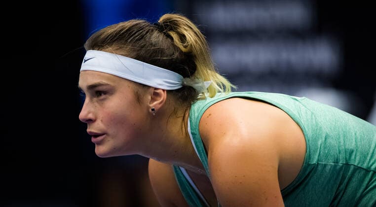 October 25, 2020, Ostrava, CZECH REPUBLIC: Aryna Sabalenka of Belarus in action during the final of the 2020 J&T Banka Ostrava Open WTA, Tennis Damen Premier tennis tournament against Victoria Azarenka of Belarus Ostrava CZECH REPUBLIC - ZUMAa181 20201025_zaa_a181_082 Copyright: xRobxPrangex