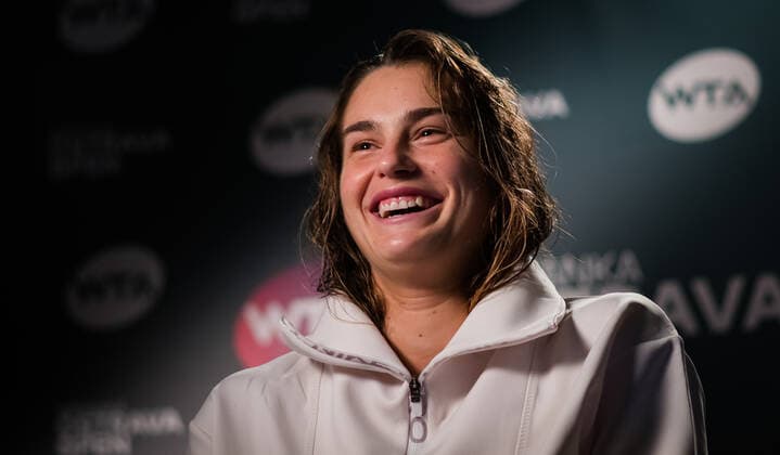 October 25, 2020, Ostrava, CZECH REPUBLIC: Aryna Sabalenka of Belarus talks to the media after winning both the singles and doubles final at the 2020 J&T Banka Ostrava Open WTA, Tennis Damen Premier tennis tournament Ostrava CZECH REPUBLIC - ZUMAa181 20201025_zaa_a181_260 Copyright: xRobxPrangex