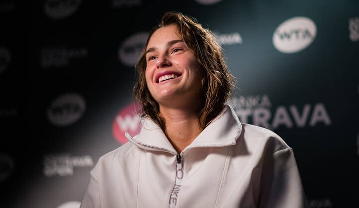 October 25, 2020, Ostrava, CZECH REPUBLIC: Aryna Sabalenka of Belarus talks to the media after winning both the singles and doubles final at the 2020 J&T Banka Ostrava Open WTA, Tennis Damen Premier tennis tournament Ostrava CZECH REPUBLIC - ZUMAa181 20201025_zaa_a181_261 Copyright: xRobxPrangex